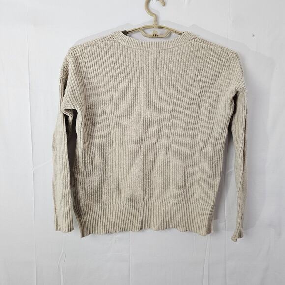 Madewell Sweater Womens XS Beige Thompson Pocket Pullover Ribbed Style AA782 - Picture 5 of 10